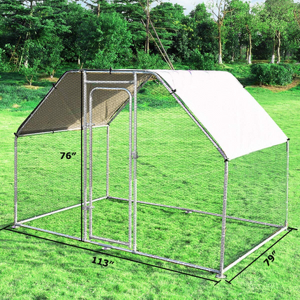 Dreamade Large Metal Chicken Coop Walk-in Chicken Coops Hen Run House Shade Cage