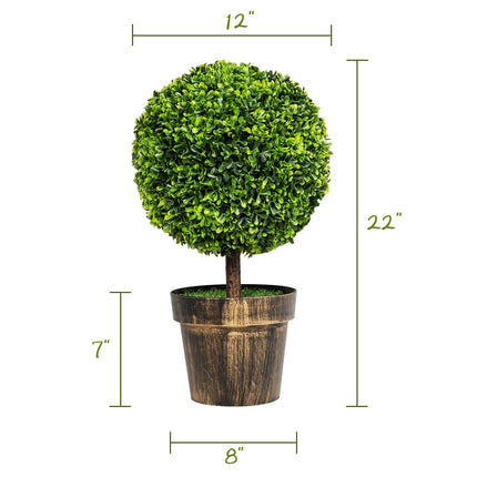 22" Artificial Ball Shaped Tree, Boxwood Tabletop Plant - DreamadeUS
