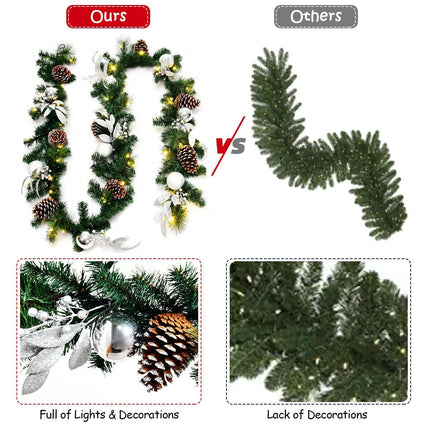 9FT Pre-lit Christmas Garland, with 50 LED Lights - DreamadeUS