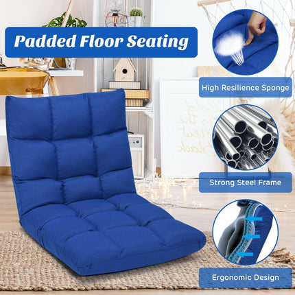 Adjustable Floor Gaming Sofa Chair 14-Position Cushioned Folding - Dreamadeus