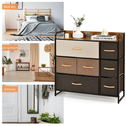Dreamade 7 Drawer Dresser Storage Tower with Fold-able Fabric Drawers