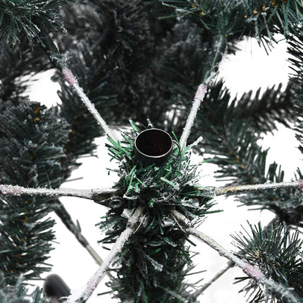 6FT/9FT Snow Flocked Christmas Tree, Hinged Pine Tree - DreamadeUS
