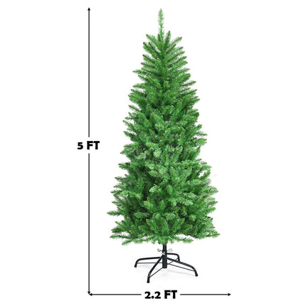 Dreamade 5ft Pre-lit Artificial Christmas Tree, Hinged Fir Pencil Christmas Tree with Lights - DreamadeUS