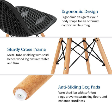 Dreamade Set of 2 or 4 Modern Dining Chairs, Shell PP Lounge Side Chairs w/ Mesh Design - Dreamadeus