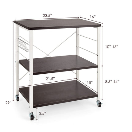 Dreamade Kitchen Baker's Rack 3-Tier Microwave Cart on Wheels