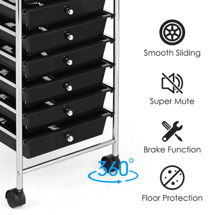10 Drawer Rolling Storage Cart Scrapbook Paper Office School Organizer - Dreamadeus
