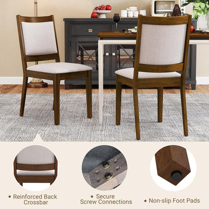 Dreamade Upholstered Dining Chairs Set of 2/4, Modern Farmhouse Kitchen Chairs w/Padded Backrest & Cushioned Seat, Rubber Wood Frame