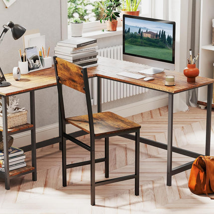 Dreamade Dining Chairs Set, Industrial Kitchen Chairs with Metal Legs, Slanted Back