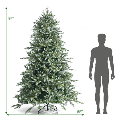 Dreamade 8ft Artificial Christmas Tree, Unlit Hinged Xmas Spruce Tree w/ 1658 Mixed PE & PVC Branch Tips - DreamadeUS