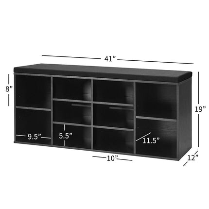 Dreamade Shoe Storage Bench with Cushion, Entryway Shoe Rack Bench
