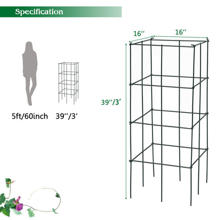Dreamade Pack of 4 Plant Cage Support, Tomato Stakes and Cages (16''Lx 16''Wx 39''H (4 Pieces))