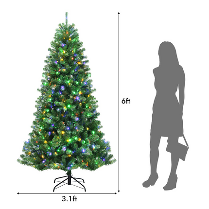 Dreamade Christmas Tree, Hinged Remote Control Artificial Xmas Tree, Residential and Commercial Decoration for Indoor - DreamadeUS