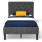 Elegant & Modern Style Twin Size Upholstered Stable Bed Base with Button Stitched Headboard