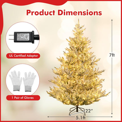 Dreamade 6FT / 7FT / 8FT Pre-Lit Snow Flocked Christmas Tree | Holiday Home Office Decoration
