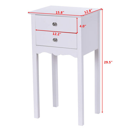 Dreamade End Table w/ 2 Drawers Side Table Nightstand Multi-Purpose Accent Table Living Room Bedroom Home Furniture