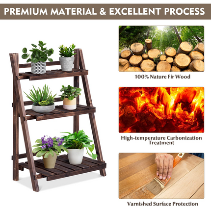 Dreamade 3 Tier Folding Wooden Plant Stand