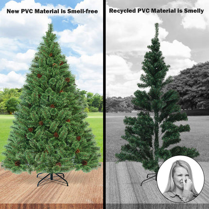 6FT Prelit Christmas Tree, Flowering Hinged Christmas Tree - DreamadeUS