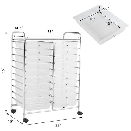 Dreamade Storage Drawer Carts, 20-Drawer Organizer, Utility Cart on Wheels