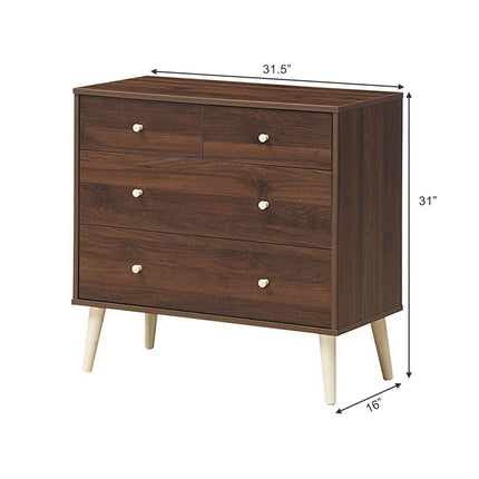 Dreamade 4-Drawer Dresser, Free-Standing Chest Wood Legs and Sliding Rail