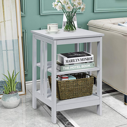 Dreamade Nightstand 3-Tier Sofa Side Table W/Reinforced Bars and Stable Structure