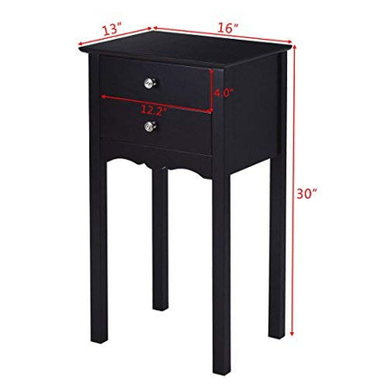 Dreamade End Table w/ 2 Drawers Side Table Nightstand Multi-Purpose Accent Table Living Room Bedroom Home Furniture