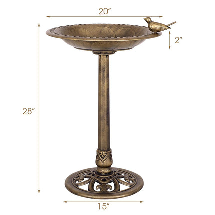 Dreamade 28 Inch Height Pedestal Bird Bath Feeder Freestanding Antique Outdoor Garden Yard Patio Decor