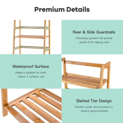 Dreamade 4-Tier Bamboo Plant Stand Flower Pots Holder Display Shelf, 47.5"
