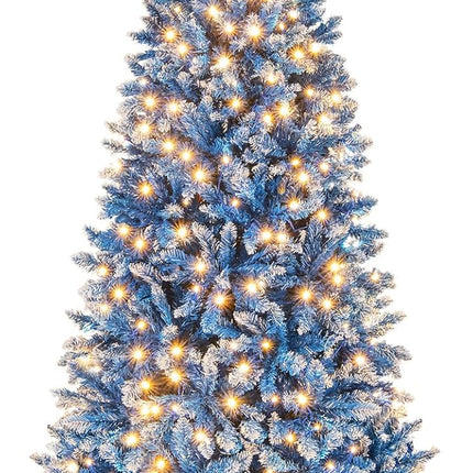 Dreamade Blue Hinged Xmas Tree with Frosted PVC Branch Tips & Warm White LED Lights