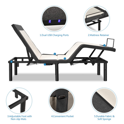 Adjustable Bed Base with Wireless Remote - Dreamade
