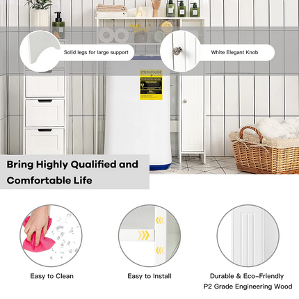 Dreamade Over-The-Toilet Storage Rack, Bathroom Freestanding Space Saver with 1-Door Side Storage Cabinet