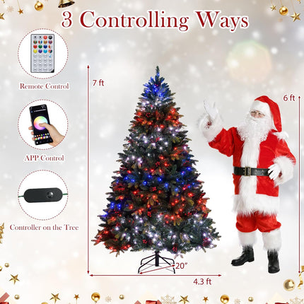 Dreamade Smart Pre-Lit Artificial Christmas Tree with Remote Control APP-Controlled Multicolored RGB Lights