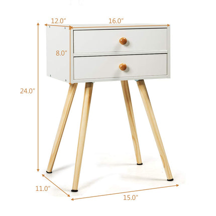 Dreamade Nightstand W/2 Drawers for Bedroom