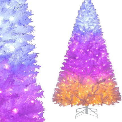 Dreamade White Pre-Lit Artificial Christmas Tree with Warm White & 3-Color LED Lights