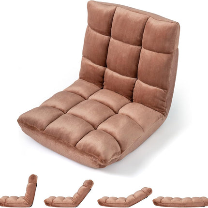 Dreamade Folding Floor Chair with Back Support & 14 Adjustable Position