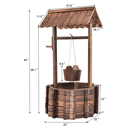 Dreamade Outdoor Wooden Wishing Well with Hanging Bucket