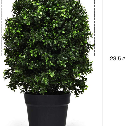 Dreamade 2 Pack 2Ft Artificial Boxwood Topiary Ball Tree, UV-Proof Realistic Leaves & Cement-Filled Pot - DreamadeUS