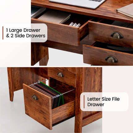DREAMADE Home Office Desk with Drawer, Wood Office Executive Desk w/Multiple Drawers & Storage Cabinet