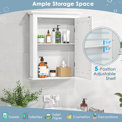 DREAMADE Mirrored Wall Mount Cabinet, Bathroom Storage Cabinet with Adjustable Shelf & HD Mirror