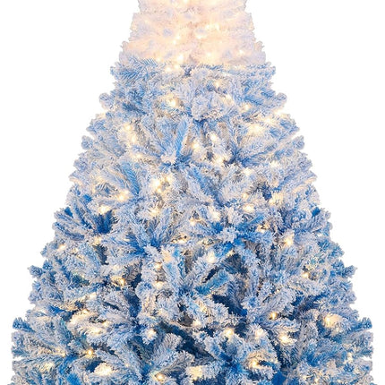 Dreamade Pre-Lit Snow Flocked Christmas Tree | Artificial Hinged Xmas Full Tree