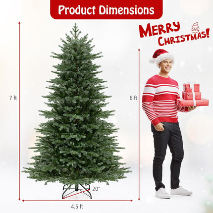 Dreamade 5ft / 6ft / 7ft Pre-Lit Artificial Christmas Tree with Lush PVC & PE Tips Warm White LED Lights
