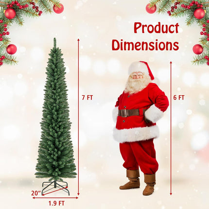 Dreamade 5ft / 6ft / 7ft / 8ft Artificial Skinny Xmas Tree with Quick Shape Technology