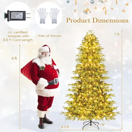 Dreamade Pre-Lit Artificial Christmas Tree with PVC & Soft TPE Branch Tips & Foldable Metal Stand