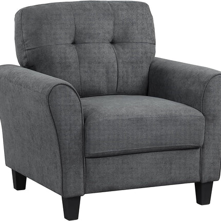 Dreamade Modern Mid-Century Accent Chair - Linen Living Room Chair with Tufted Back, Grey