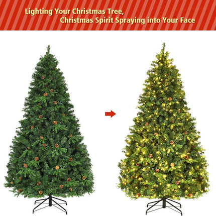 7ft Pre-Lit Artificial Christmas Tree, Premium Spruce Hinged Tree with 460 LED Lights - DreamadeUS