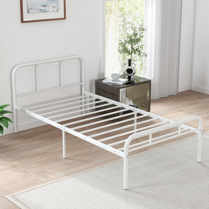 Dreamade Twin Size Bed Frame, Modern Metal Platform Bed with Headboard and Footboard, Heavy Duty Steel Slat Support Mattress Foundation