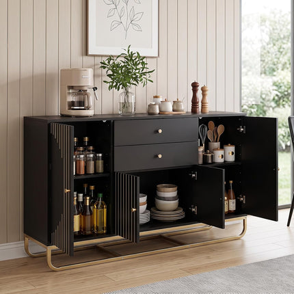 Dreamade Modern Sideboard Buffet Cabinet with Storage & 2 Drawers| Coffee Bar Cabinet w/ Geometric Design