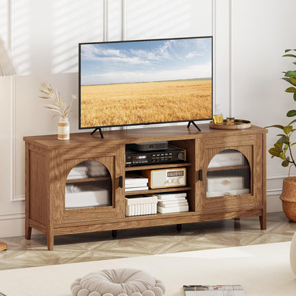 Dreamade Modern Vintage TV Cabinet with Adjustable Shelves and 2 Cable Holes for TVs up to 65 Inches