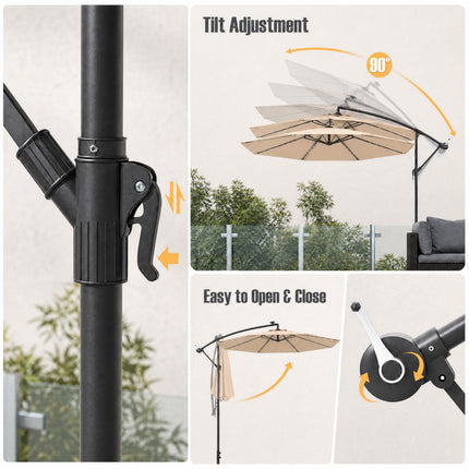 DREAMADE Patio Umbrella with Base Included, 10ft Offset Cantilever Canopy w/Stand