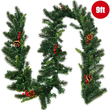 9FT Pre-lit Christmas Garland with 100 LED Lights - DreamadeUS