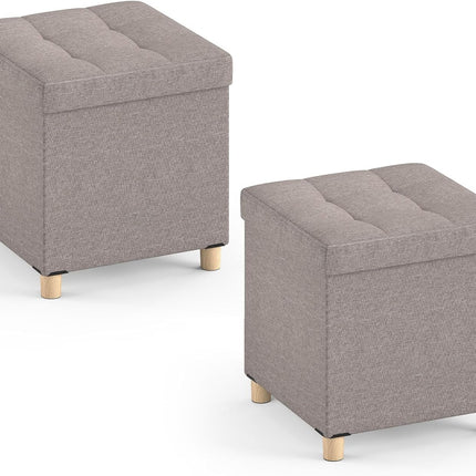 Dreamade 18 Inches Ottoman with Storage and Rubber Wood Legs